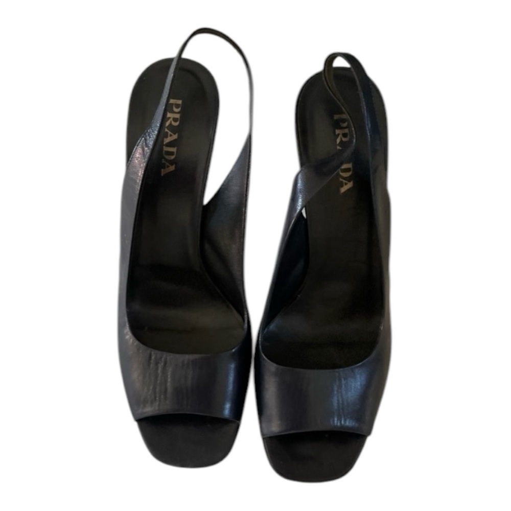 Prada Navy Blue Heels with Slingback and Open Toe - Picture 4 of 5